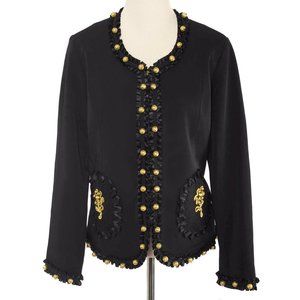 VICTOR COSTA Black Bead Embellished Blazer